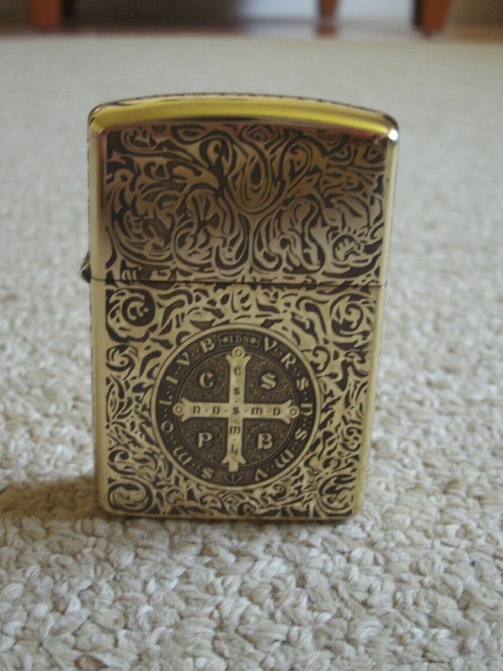 ZORRO 902 Five-face Carving Constantine Cross Brass Kerosen Lighter 5 sided cons